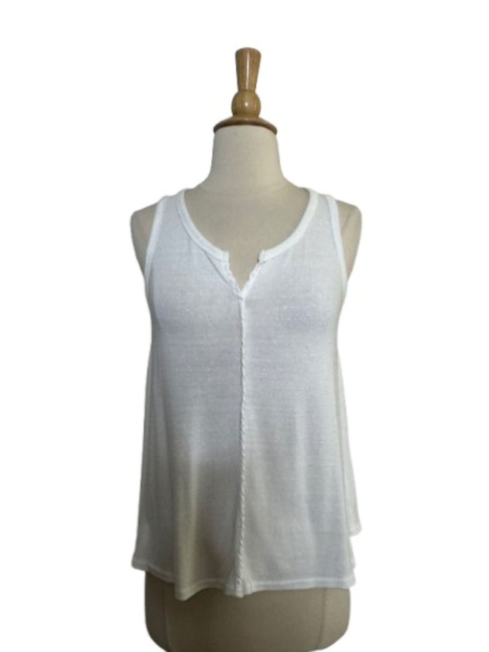 Hard Tail White Scoop Neck Tank Top with Center Seam